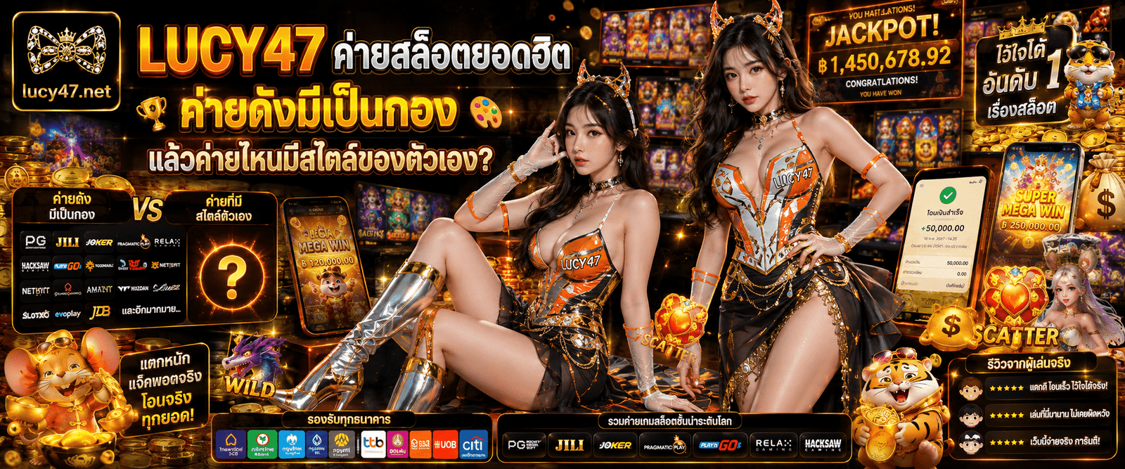 LUCY47 ค่ายสล็อตยอดฮิต สำรวจความแตกต่างและจุดเด่นเฉพาะตัวของแต่ละค่ายเกมชั้นนำเพื่อเลือกสไตล์ที่ใช่